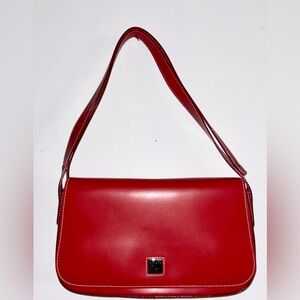 Vintage Dooney and Bourke Red Leather Flap Shoulder Bag